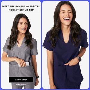 Figs BENEPA scrub top in NAVY BLUE SMALL